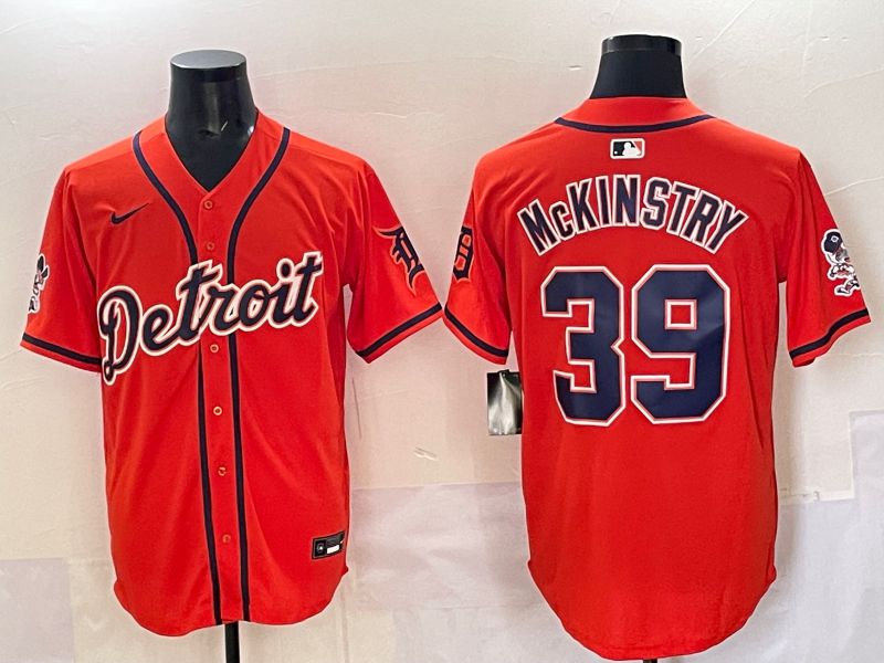 Men 2025 Detroit Tigers 39 Mckinstry Orange Nike MLB Jersey style 01